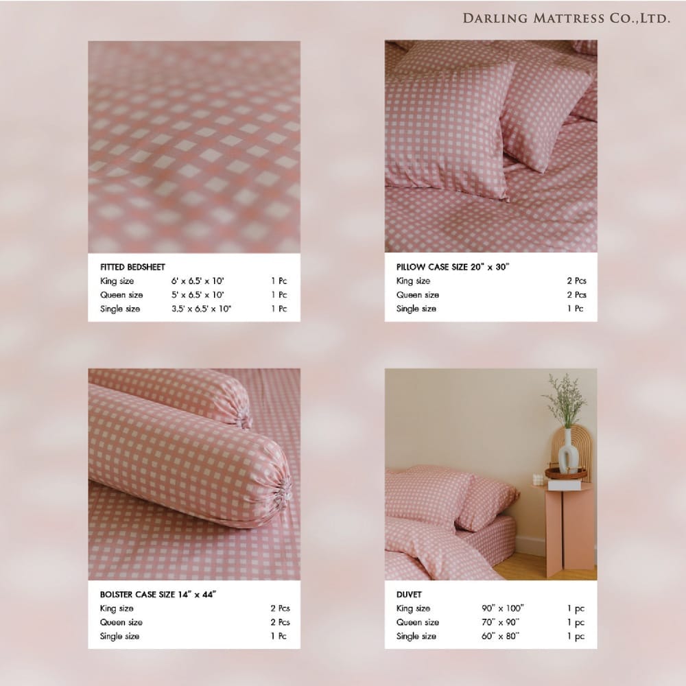 ชุดผ้าปูผ้านวม 5 ฟุต DARLING MATTRESS รุ่นมินิมอล ลายสวีทพาย